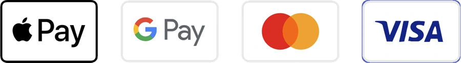 Apple Pay, Google Pay, Mastercard and Visa accepted
